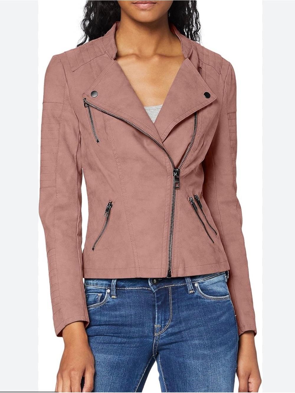 Only Biker Dusty Rose Moto Jacket - Pink